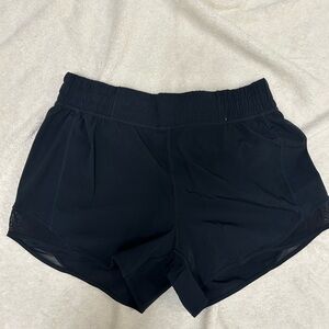 Black Running Shorts With Drawstring And Built-In Shorts